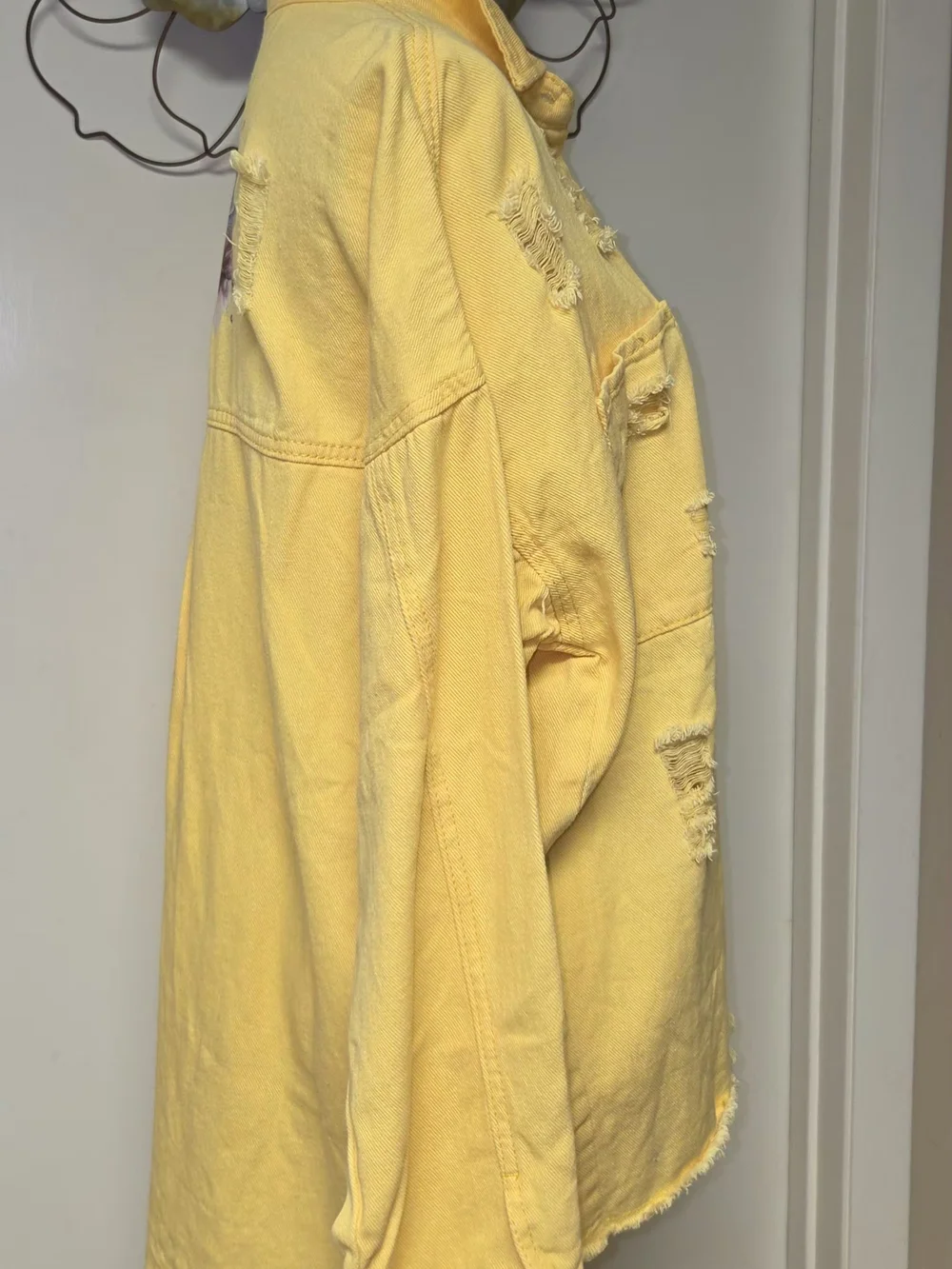 Yellow Distressed Button-Front Men's Shirt